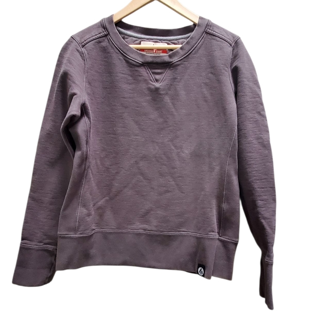 American Giant Heavy Weight Charcoal Grey Vintage Wash Sweatshirt Made In USA - Picture 2 of 12